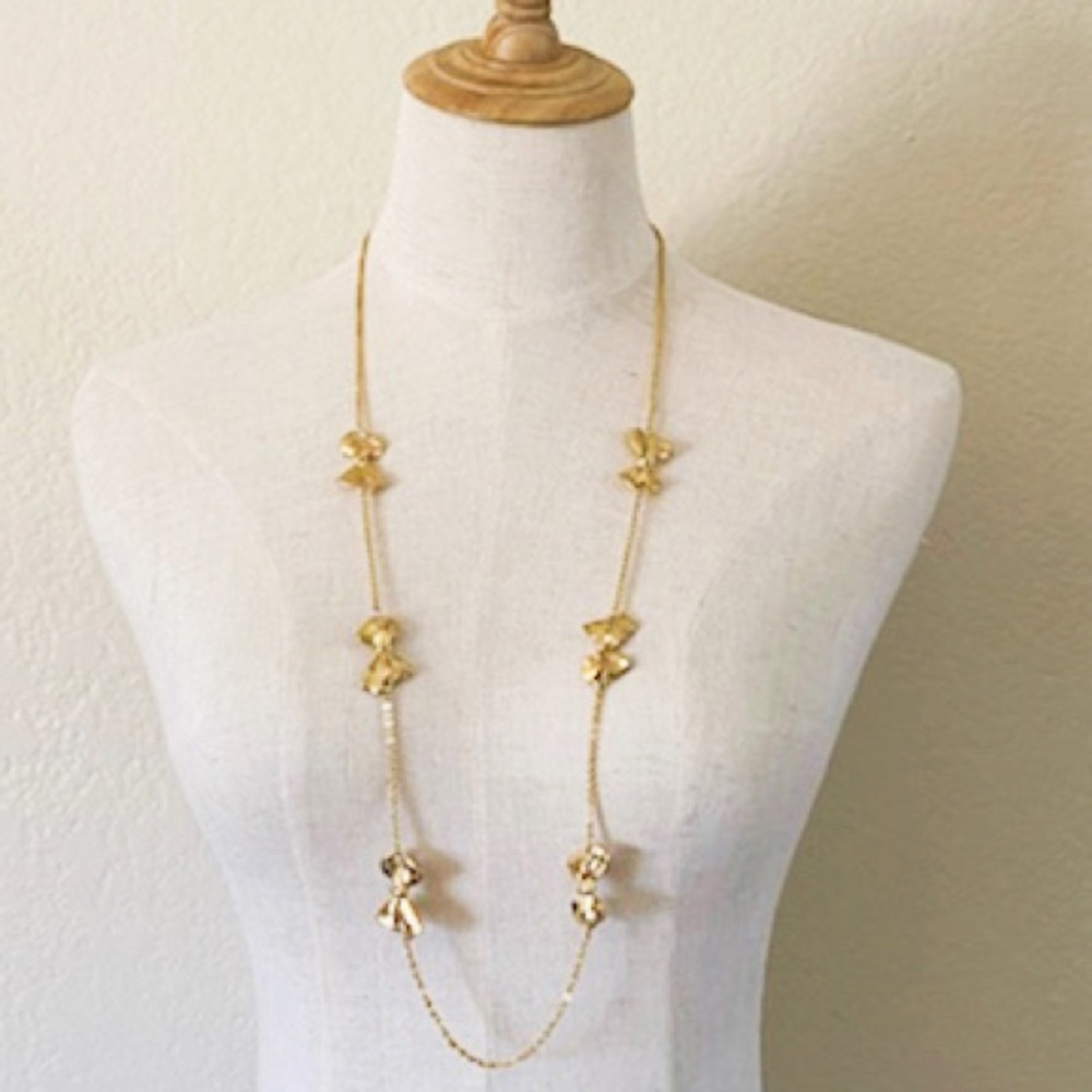 J. Crew Golden Bow long Necklace
